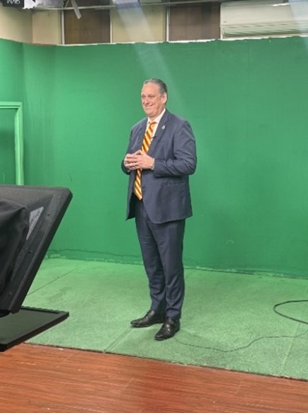 Filming a Lunar New Year message in Little Saigon.