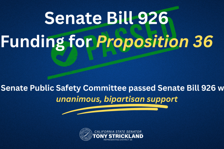 PASSED: Senator Strickland’s Prop. 36 funding bill advances out of key committee hearing 